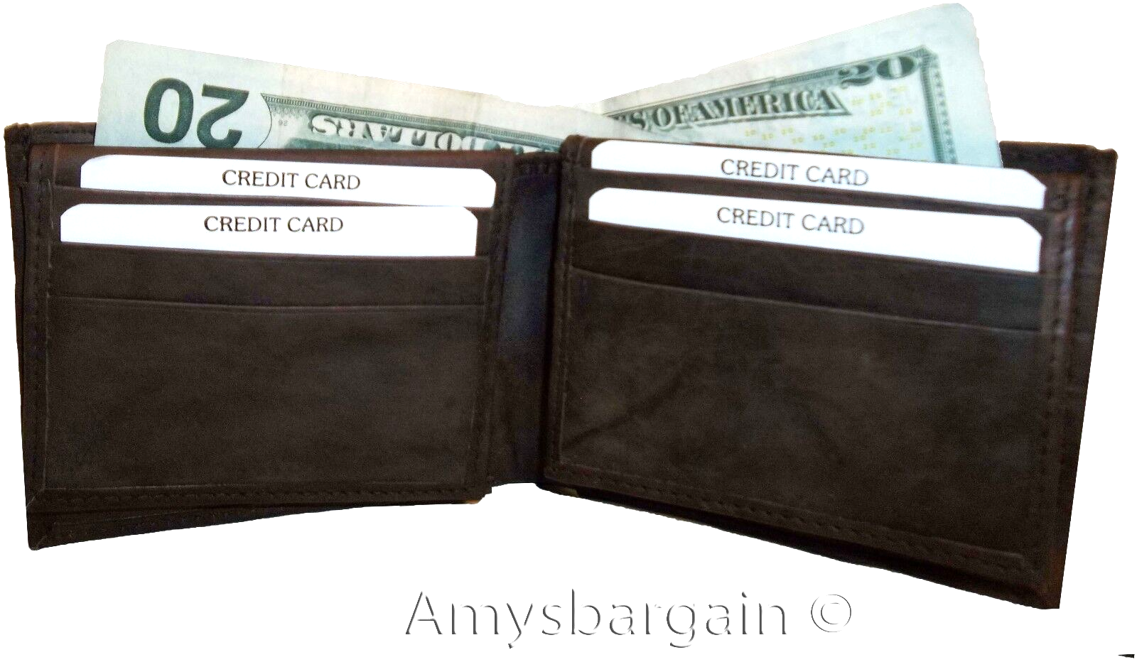 lot of 2 man's wallet bi fold leather wallet 12 credit cards 2 IDs suede lined - Image 8