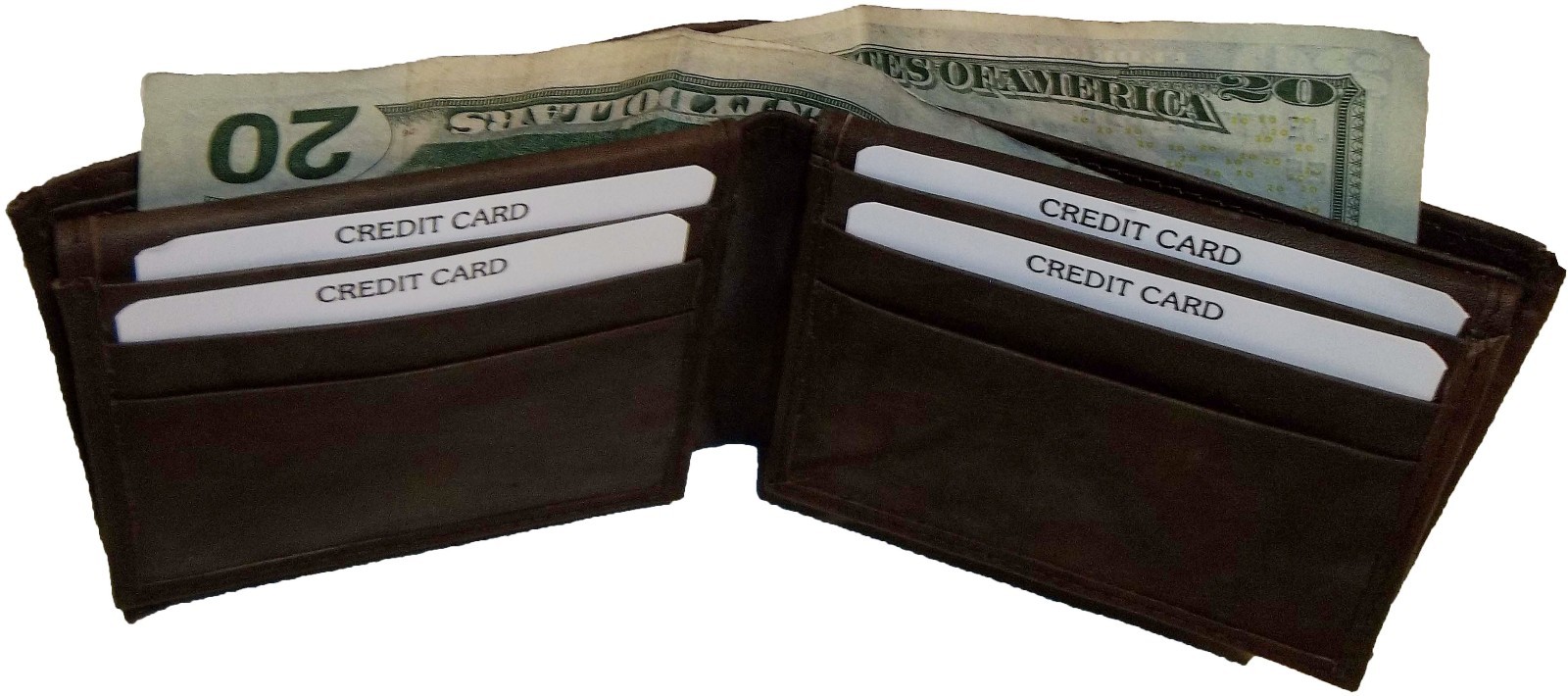 lot of 2 man's wallet bi fold leather wallet 12 credit cards 2 IDs suede lined - Image 10