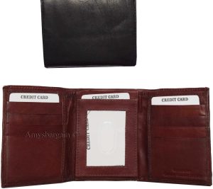 lot of 2 new men's trifold leather wallet, 3 id center piece men's billfold - Image 12