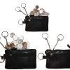 lot of 3 leather change purse zip coin wallet 2 pocket coin case w/ key rings