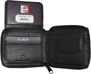 lot of 4 Fiza NY genuine leather men's black wallet zip around wallet in box bn - Image 11