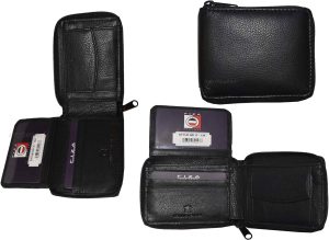 lot of 4 Fiza NY genuine leather men's black wallet zip around wallet in box bn - Image 4