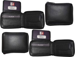lot of 4 Fiza NY genuine leather men's black wallet zip around wallet in box bn
