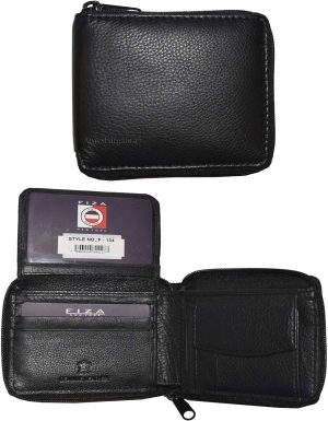 lot of 4 Fiza NY genuine leather men's black wallet zip around wallet in box bn - Image 6