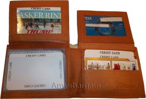 lot of 4 man's bifold leather new tan wallet 12 credit cards 2 ids 2 bill slots - Image 11