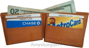 lot of 4 man's bifold leather new tan wallet 12 credit cards 2 ids 2 bill slots - Image 12