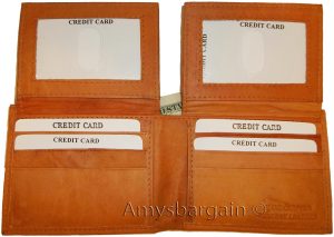lot of 4 man's bifold leather new tan wallet 12 credit cards 2 ids 2 bill slots - Image 3