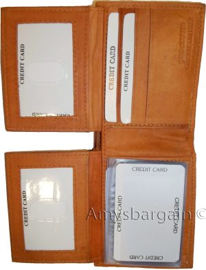 lot of 4 man's bifold leather new tan wallet 12 credit cards 2 ids 2 bill slots - Image 10