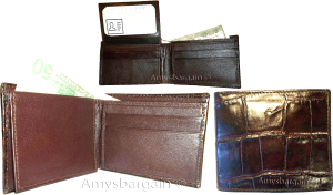 lot of 5 crocodile skin printed leather man's bifold wallet id 2 bill slots new - Image 9