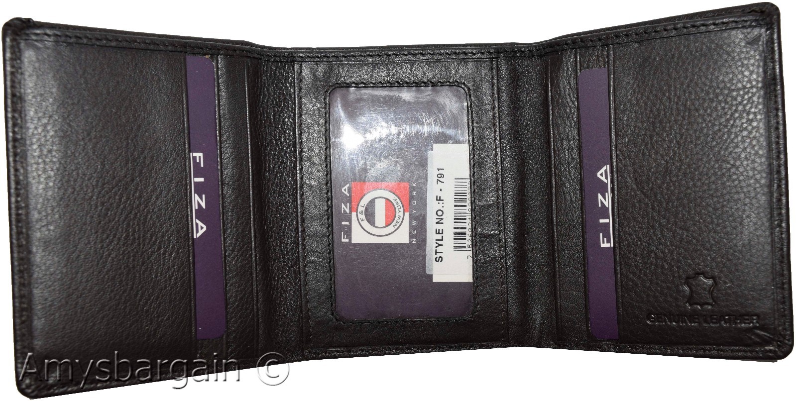man's trifold wallet fiza ny leather 6 credit cards 2 bill slots brnd new in box - Image 5