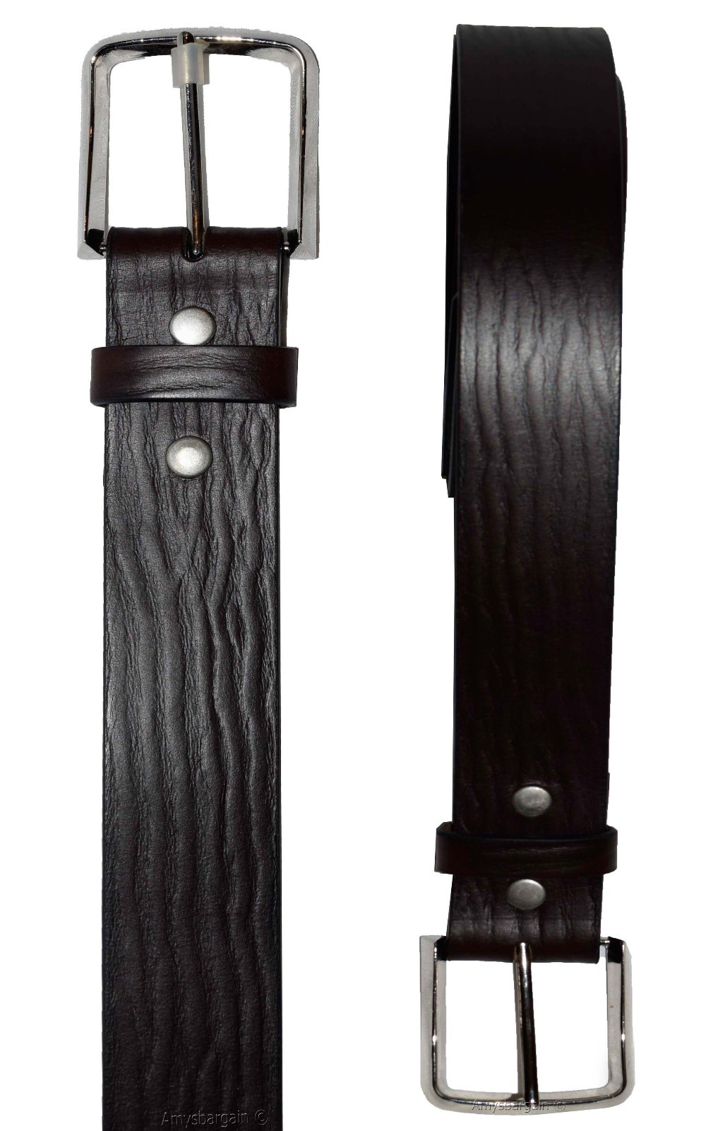 men's belt, up to 48" solid leather belt. men's brown casual strong leather belt - Image 3