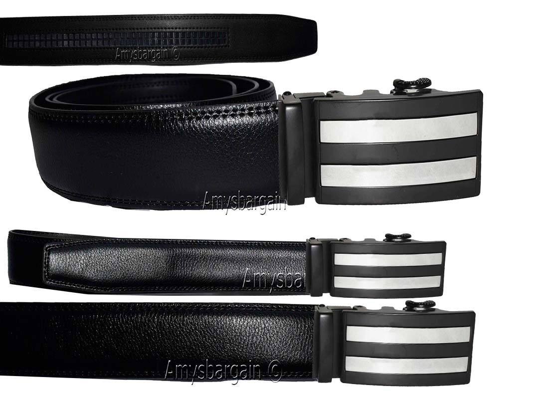 men's casual belt genuine leather dress auto lock men's black quick lock belt nw - Image 3