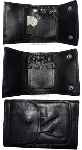 new leather key chain; zip coin case key ring new key chain for men and women
