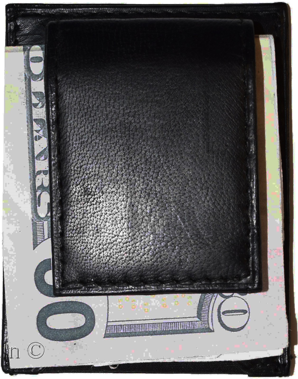 new leather money clip black magnetic money clip bills holder leather case new - Image 4