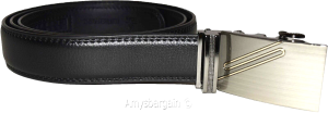 new men's belt leather dress belt w/ auto lock sliding buckle XL belt length - Image 4
