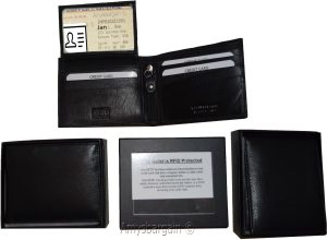 rfid men's leather wallet bifold genuine leather 3 billfold 2 id new in box - Image 7