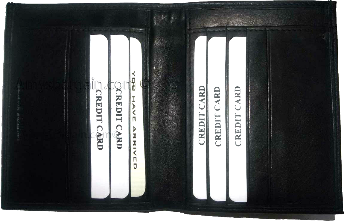 woman's genuine leather bi fold wallet 2 billfold black leather wallet 8 cards - Image 3