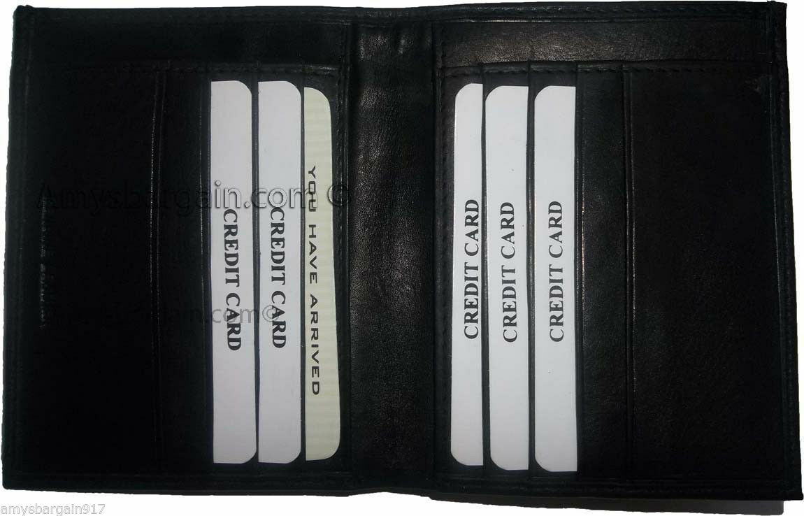 woman's genuine leather bi fold wallet 2 billfold black leather wallet 8 cards - Image 9
