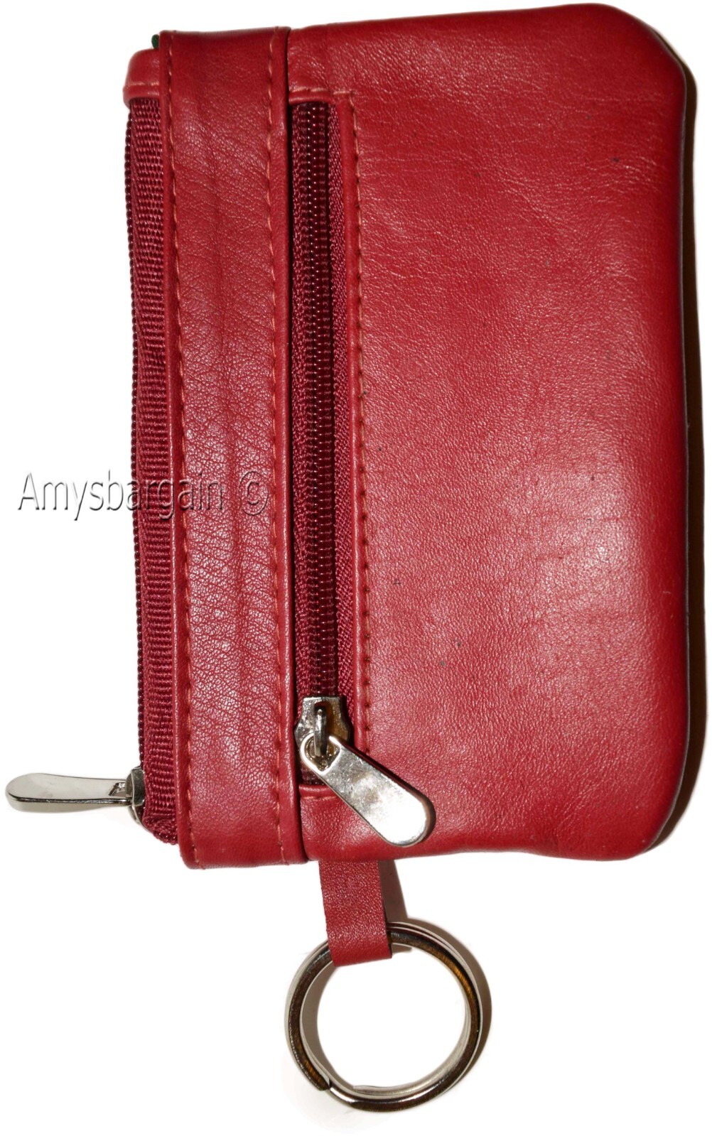 women's leather change purse zip coin wallet coin purse 2 pockets purse key ring - Image 11